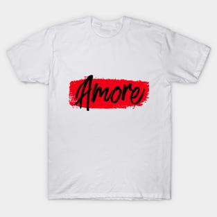 Amore text with red background T-Shirt